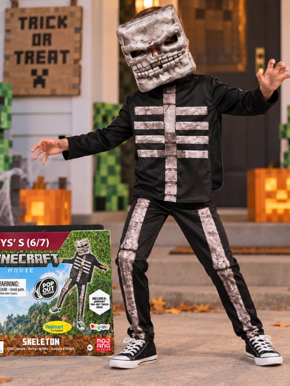 Minecraft Movie Skeleton Pop Out Costume Boys 6/7 Disguise Halloween NWT